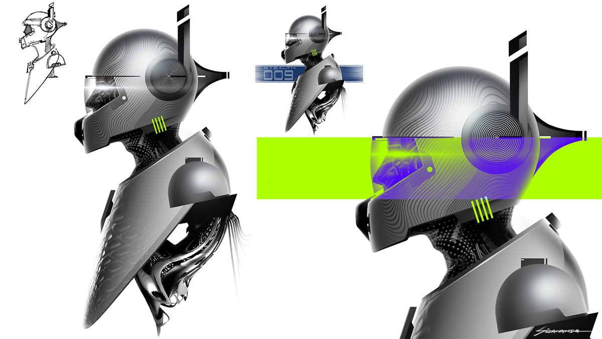 concept Cyborg design designer fantasy future metal robot sketch warfare