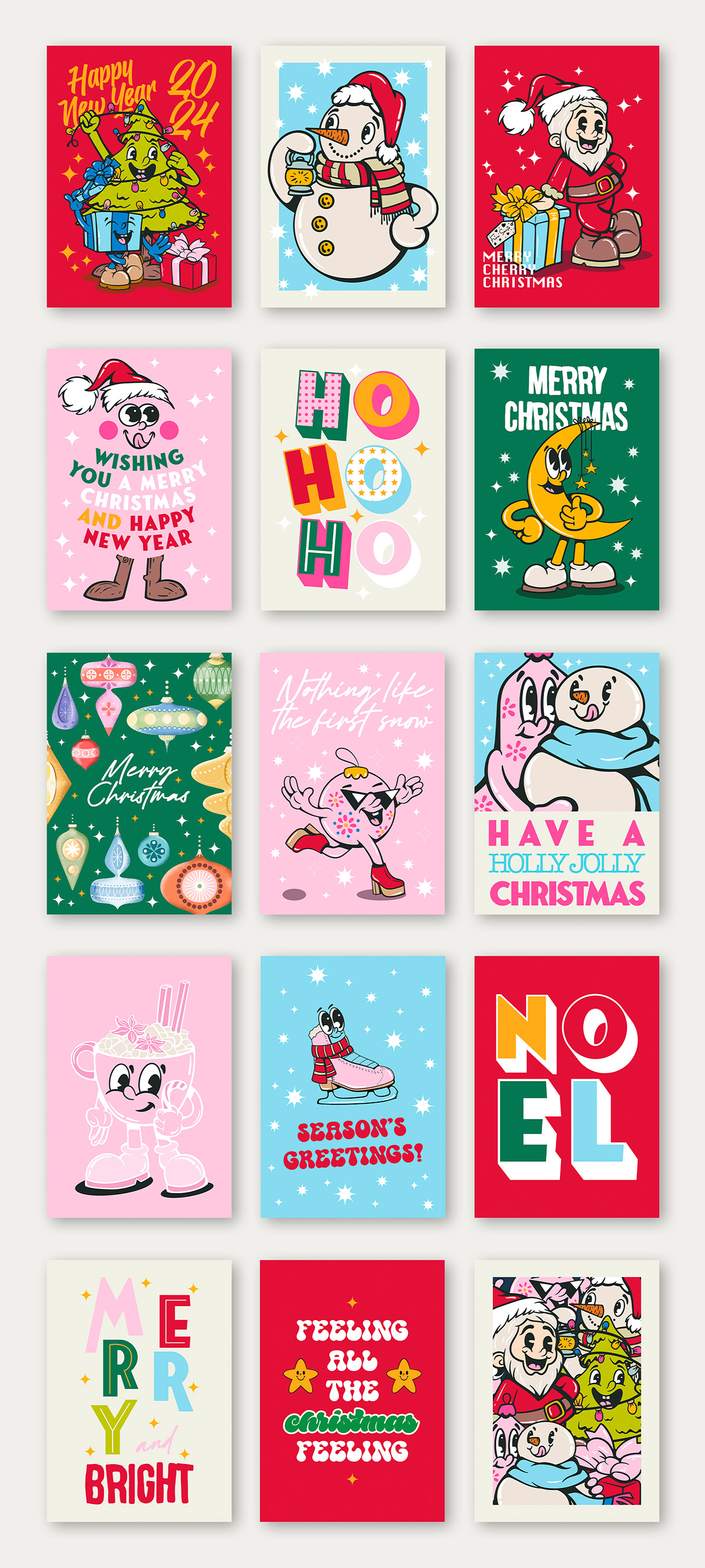 Poster Design cartoon character digital illustration Character design  adobe illustrator Christmas Advent new year winter Retro