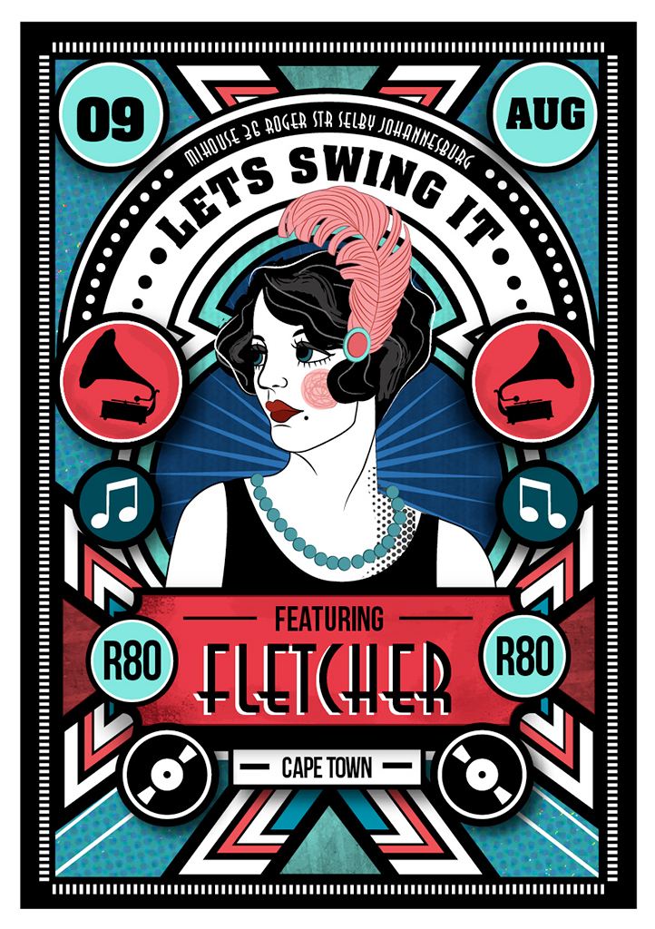 electroswing swing 1920's Event Poster Poster Design vintage Great Gatsby ILLUSTRATION  design vintage poster