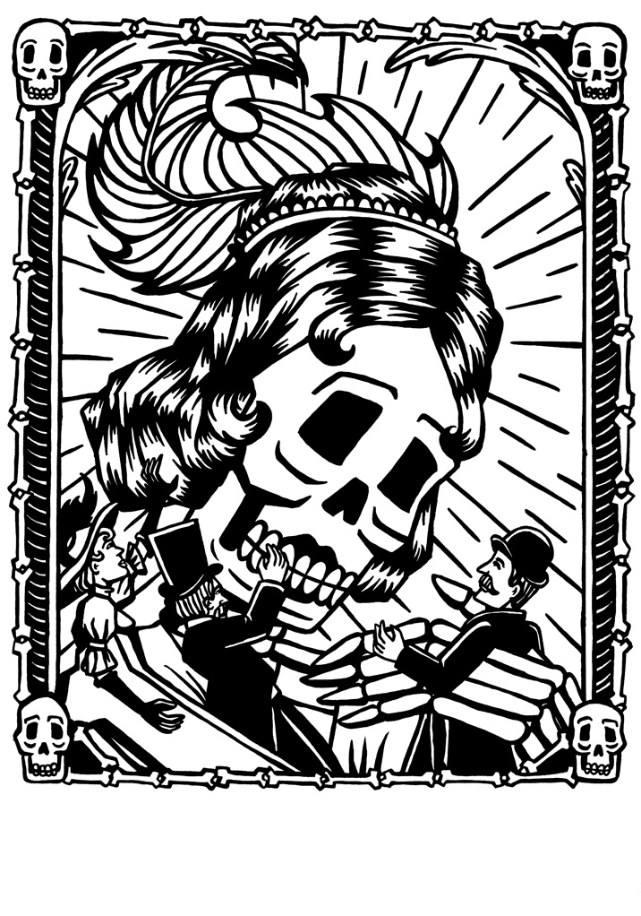 death france bordel skeleton skull  party ball dancing dance 19th century poem poetry black and white