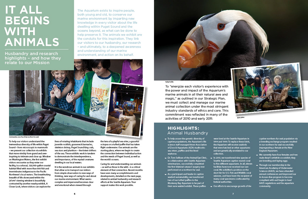 seattle aquarium  annual report Collateral print annual report