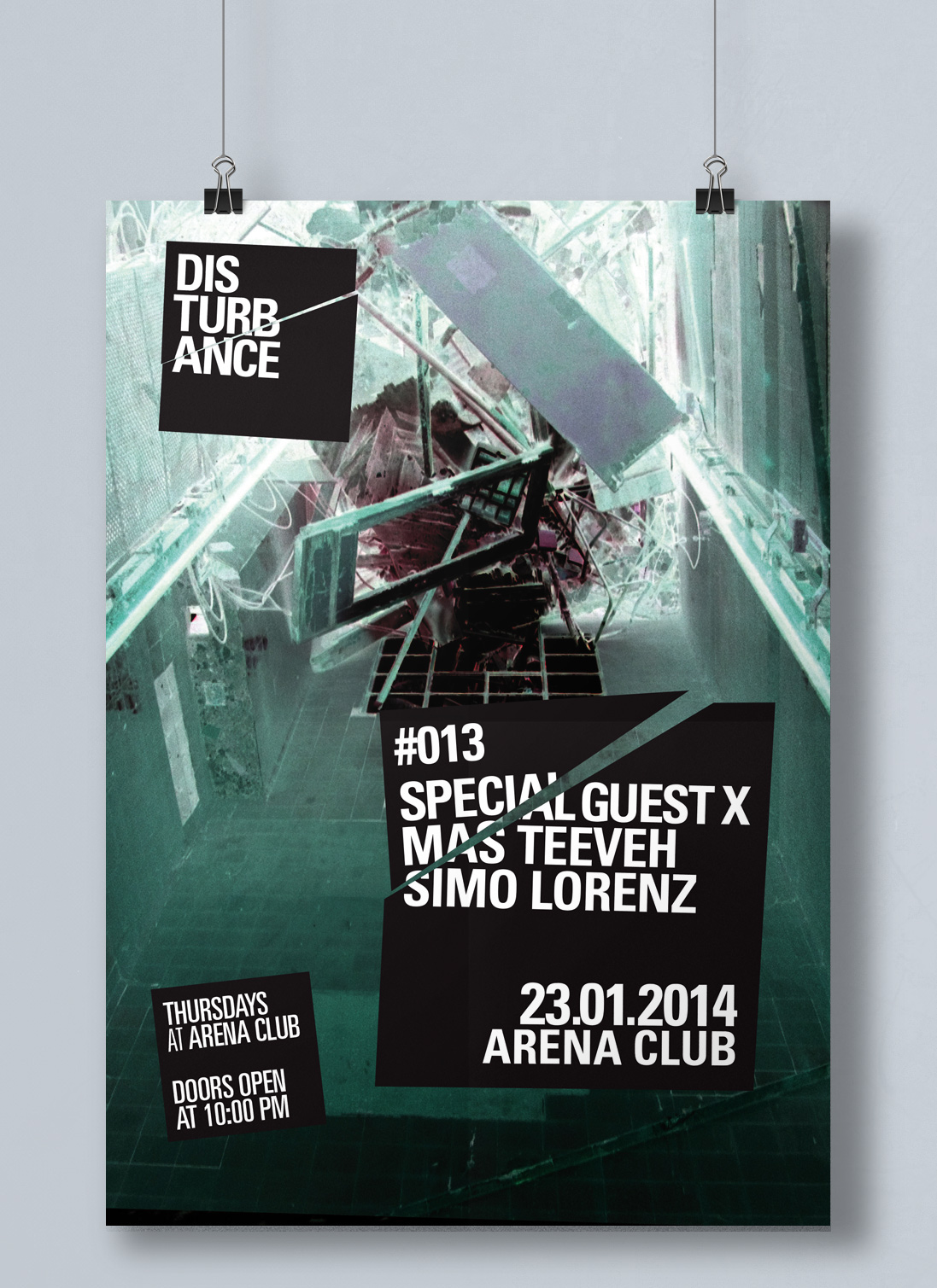 Poster Design poster Disturbance Arena Club berlin industrial techno Dj's CLR