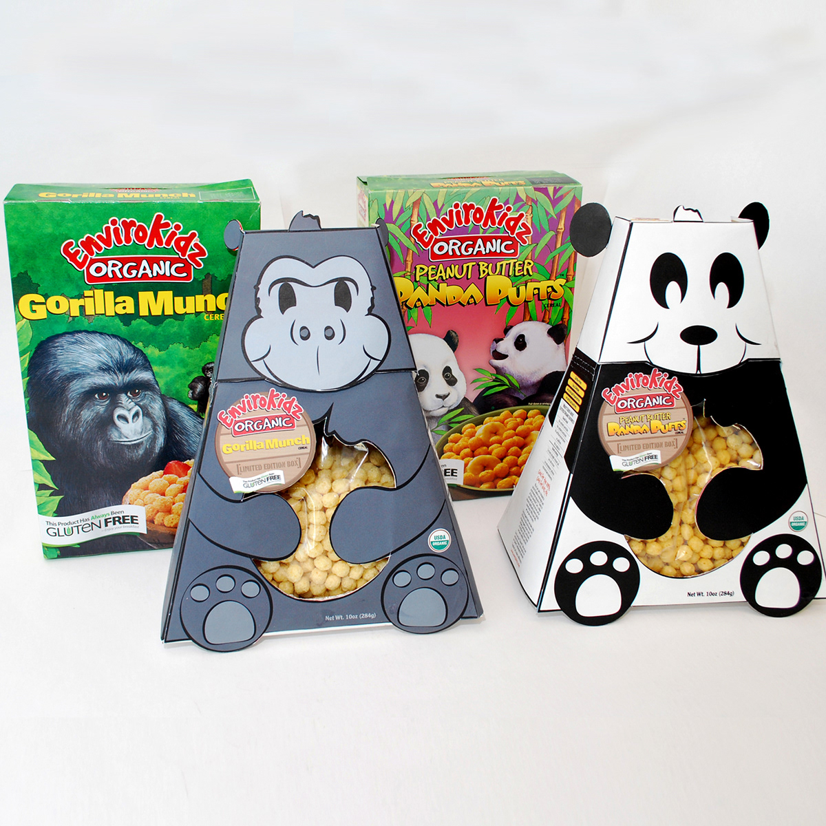 envirokidz organic Cereal box Panda  gorilla Fun jungle Display measure