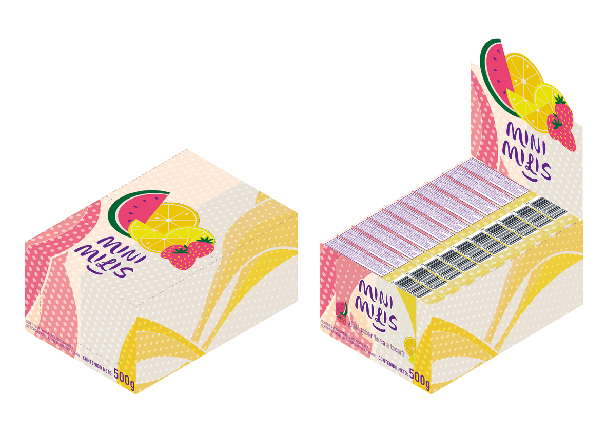 mini milis Golosina caramelos Candies Kiosko Pack envase Gutenberg