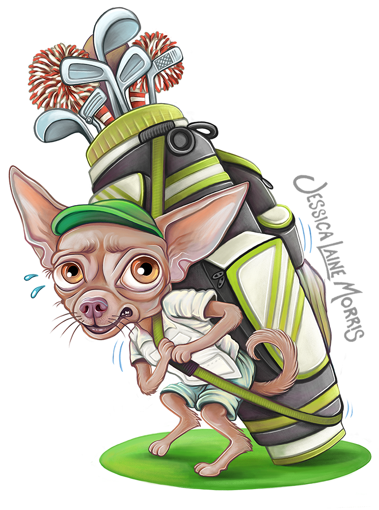 Chihuahua with Golf Bag by Jessica Laine Morris