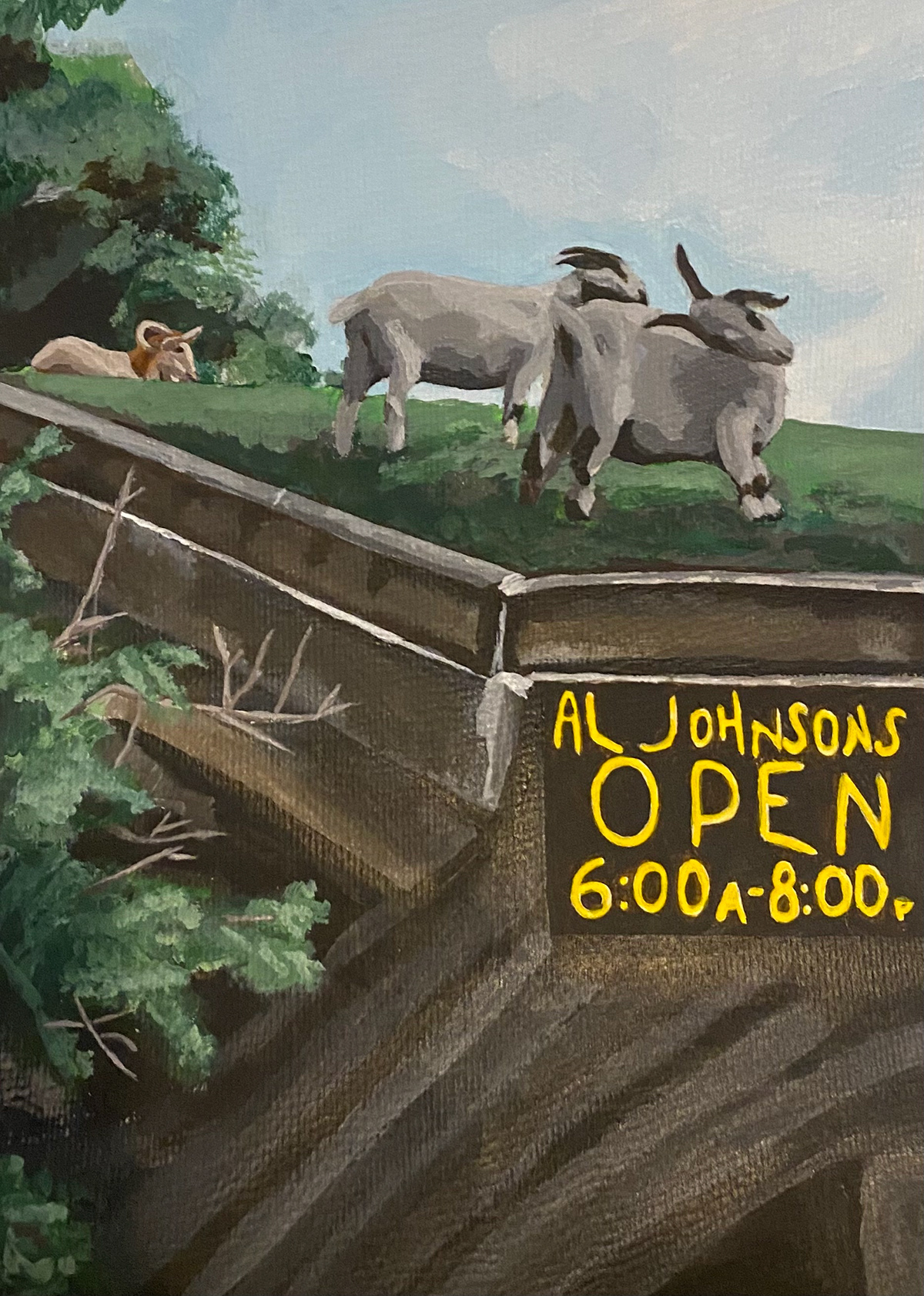 acrylic animal Door County goat painting   Wisconsin