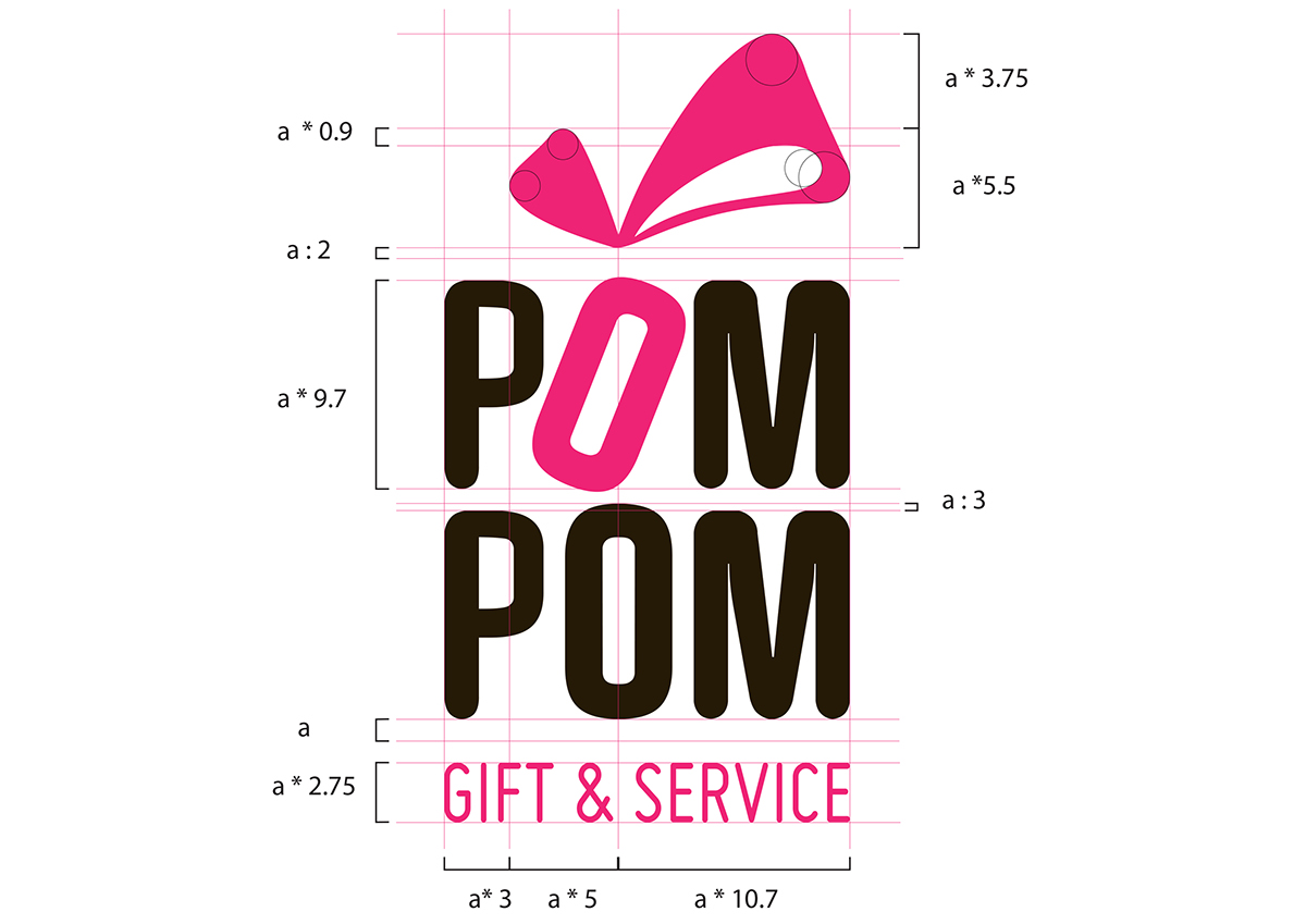 Pom gift company identity brand logo