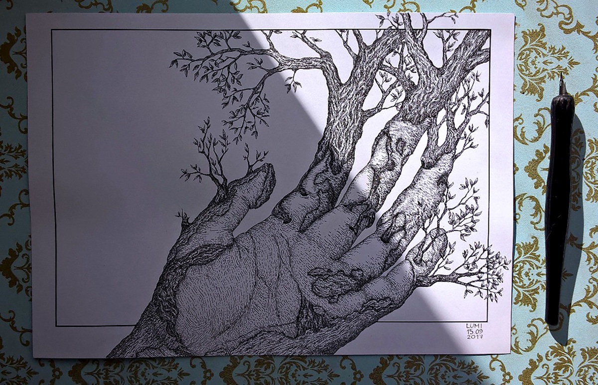 ink nibpen trees hand inkdrawing graphic