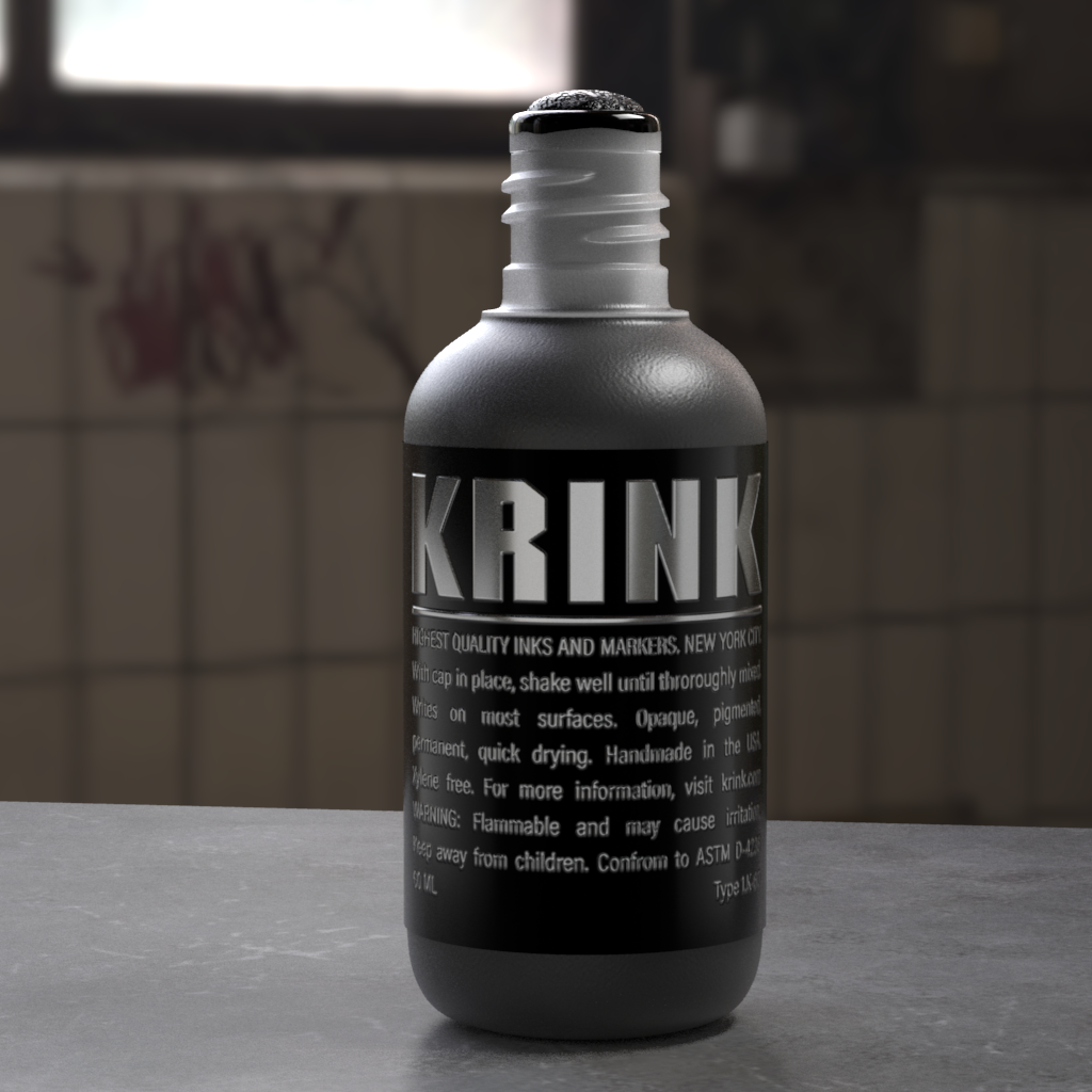 #krink digital Graffiti k60 modeling product rendering tag texturing