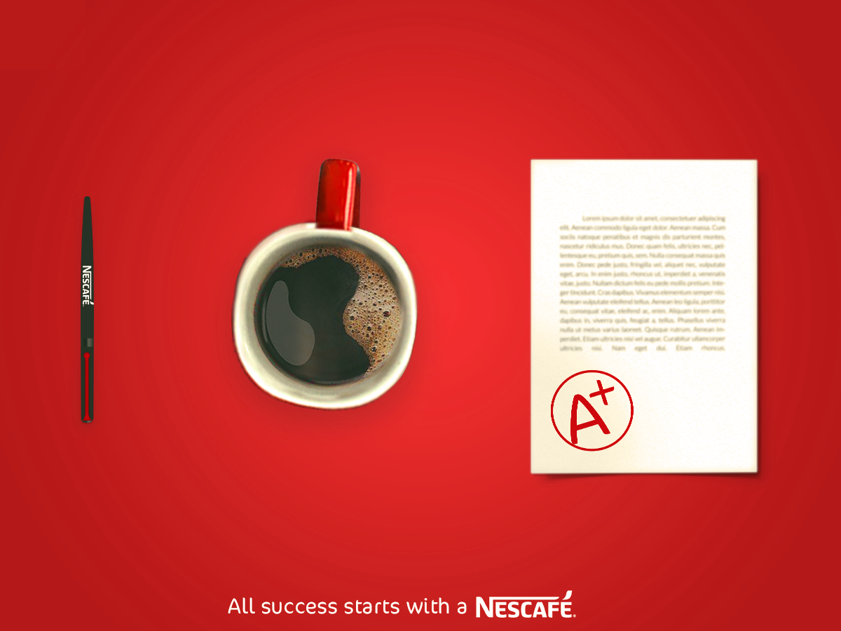 social media creative nescafe Coffee ilustration exam graphic design  Advertising  vector flat art
