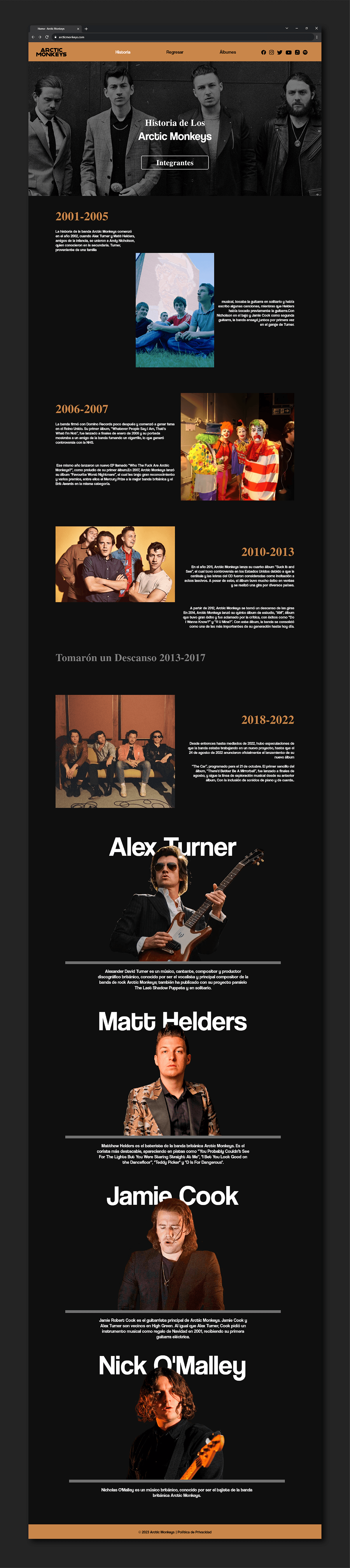 rock alternativo  Website Blog arctic monkeys Alex Turner graphic design  modern aesthetic alternativo moderno musica alternativa