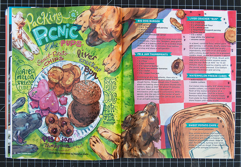 hand-lettering  animal  dog  recipe  illustrated recipe  Dog Illustration  Animal illustration  Magazine  food illustration Food 