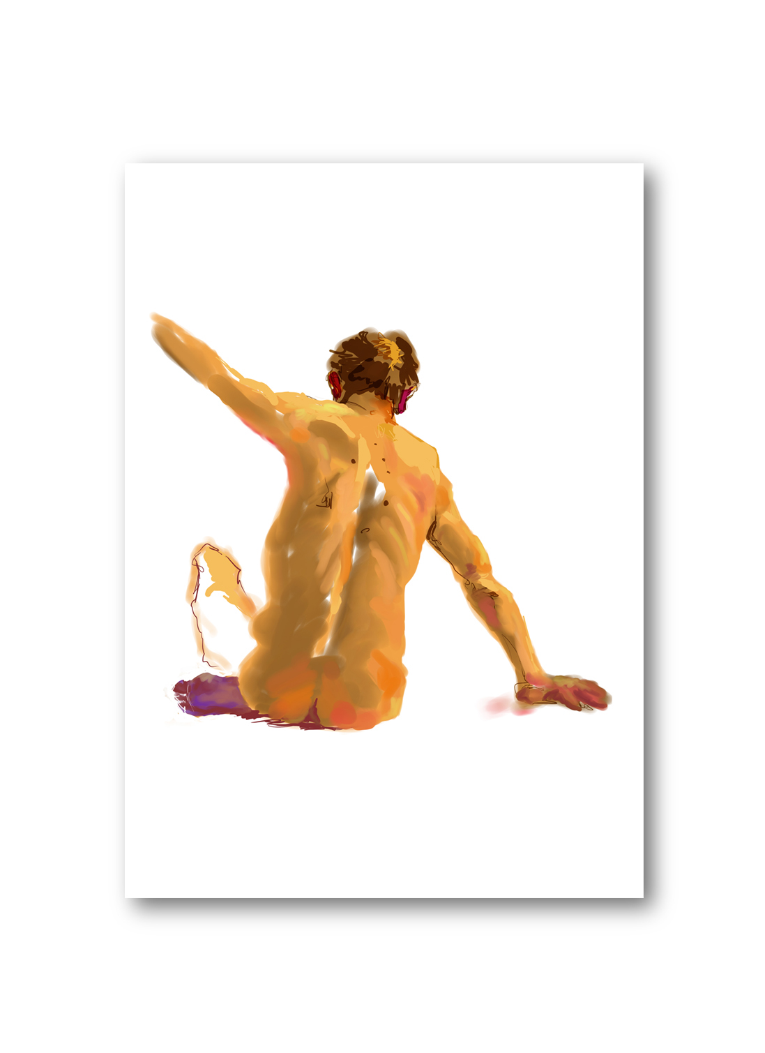 man naked sketches colors old
