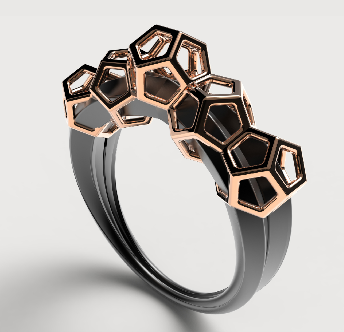 IYNO keyshot Rhino ring pendant mettalic geometric Polyhedron minimalist Rose Gold jewelry life Russia