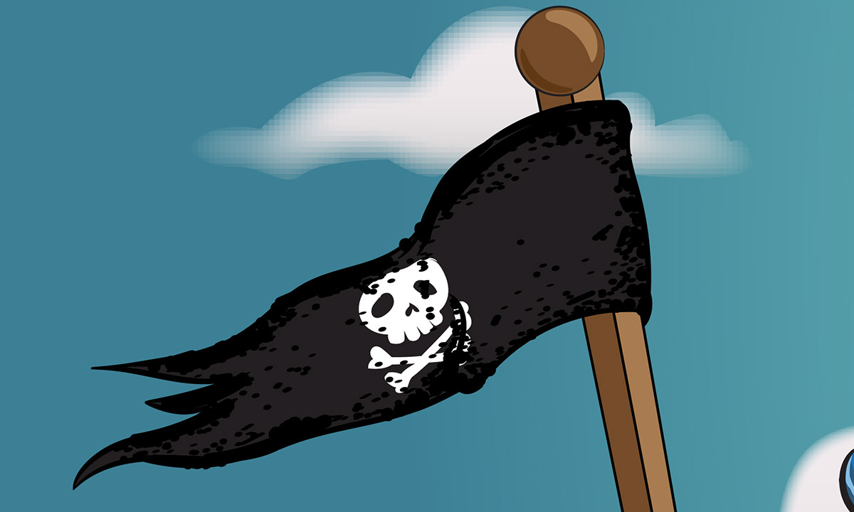 pirata papagaio mar Ilustração barco desenho digital