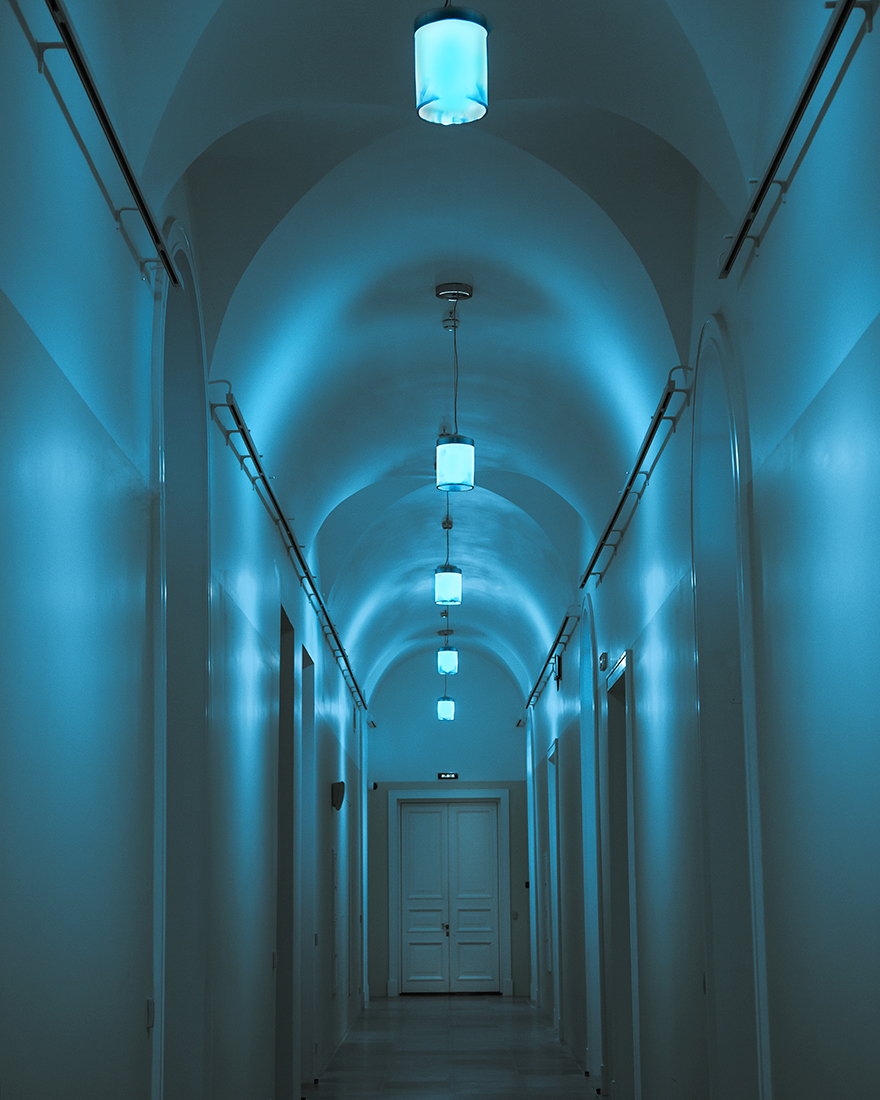building Interior blue light hermitage geometry