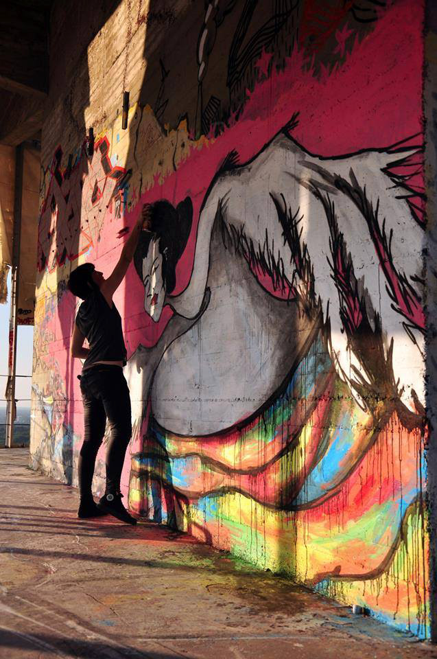 berlin Teufelsberg radarstation geisha graffiti art Mural wall mural art abandoned