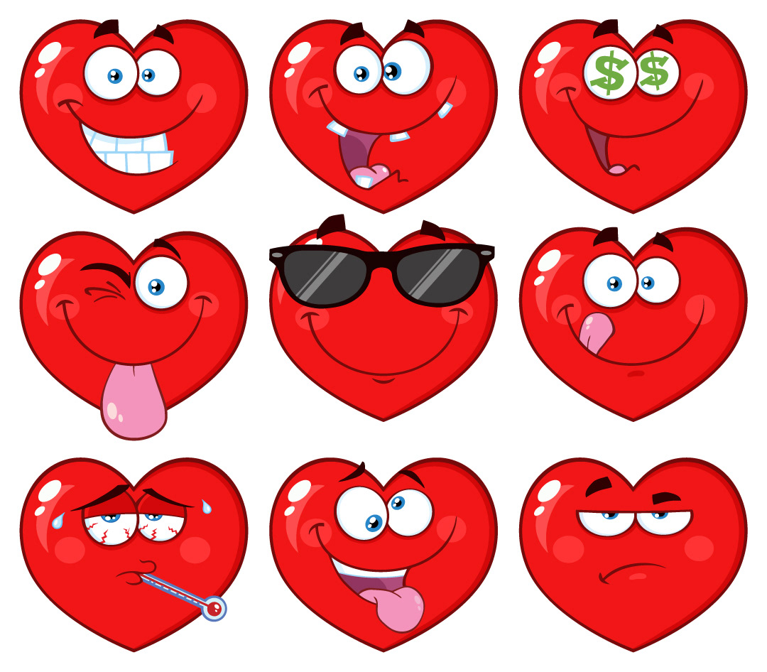 cartoon Character graphic Emoji emoticons face heart Holiday valentine vector