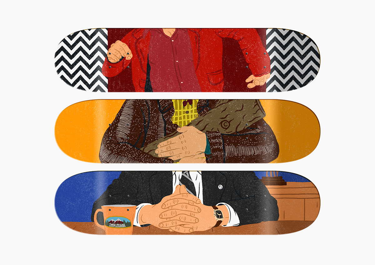 twin peaks tv series skate skateboard branding  Layout ILLUSTRATION  graphic design  art design