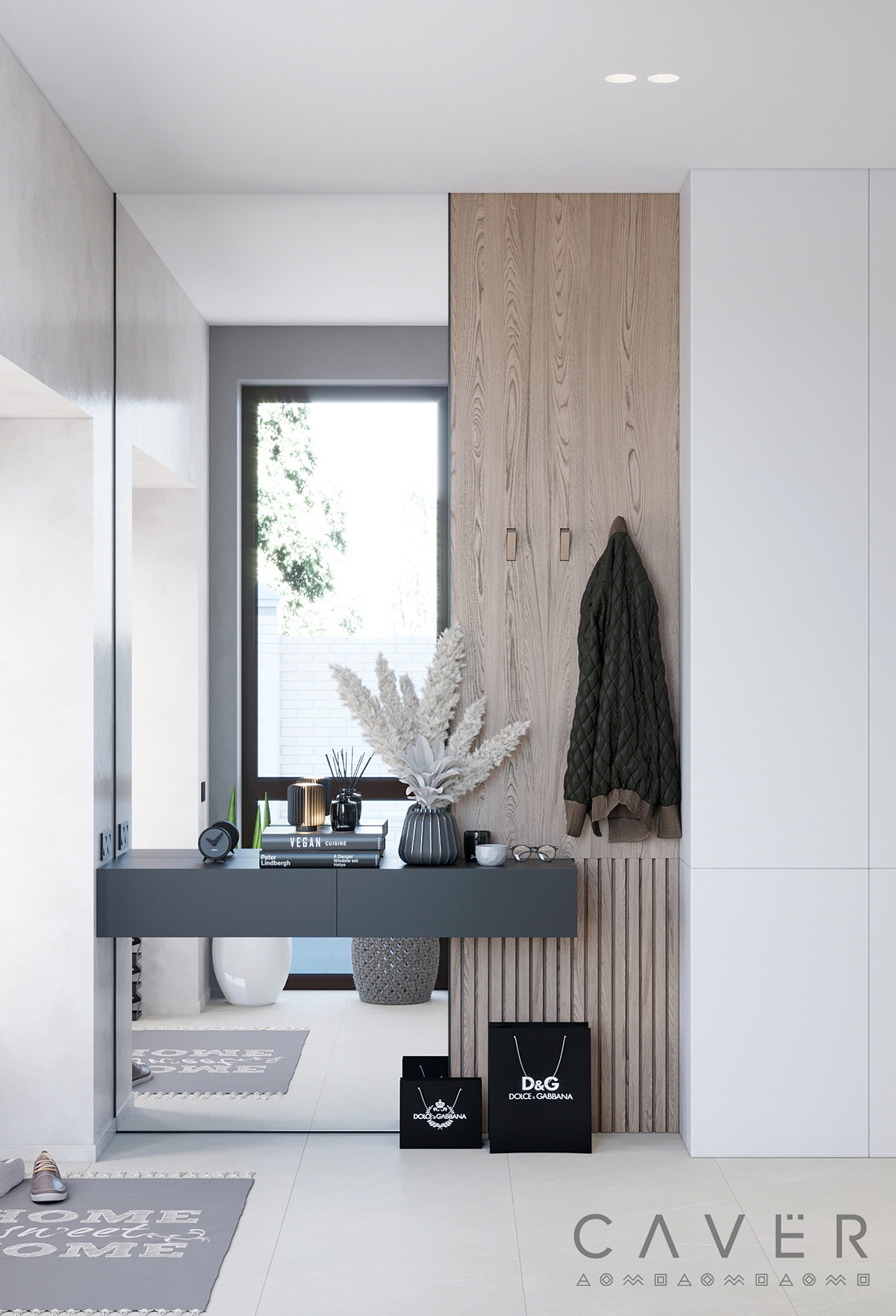 archviz interior design  kitchen living room minimal modern professional visualization