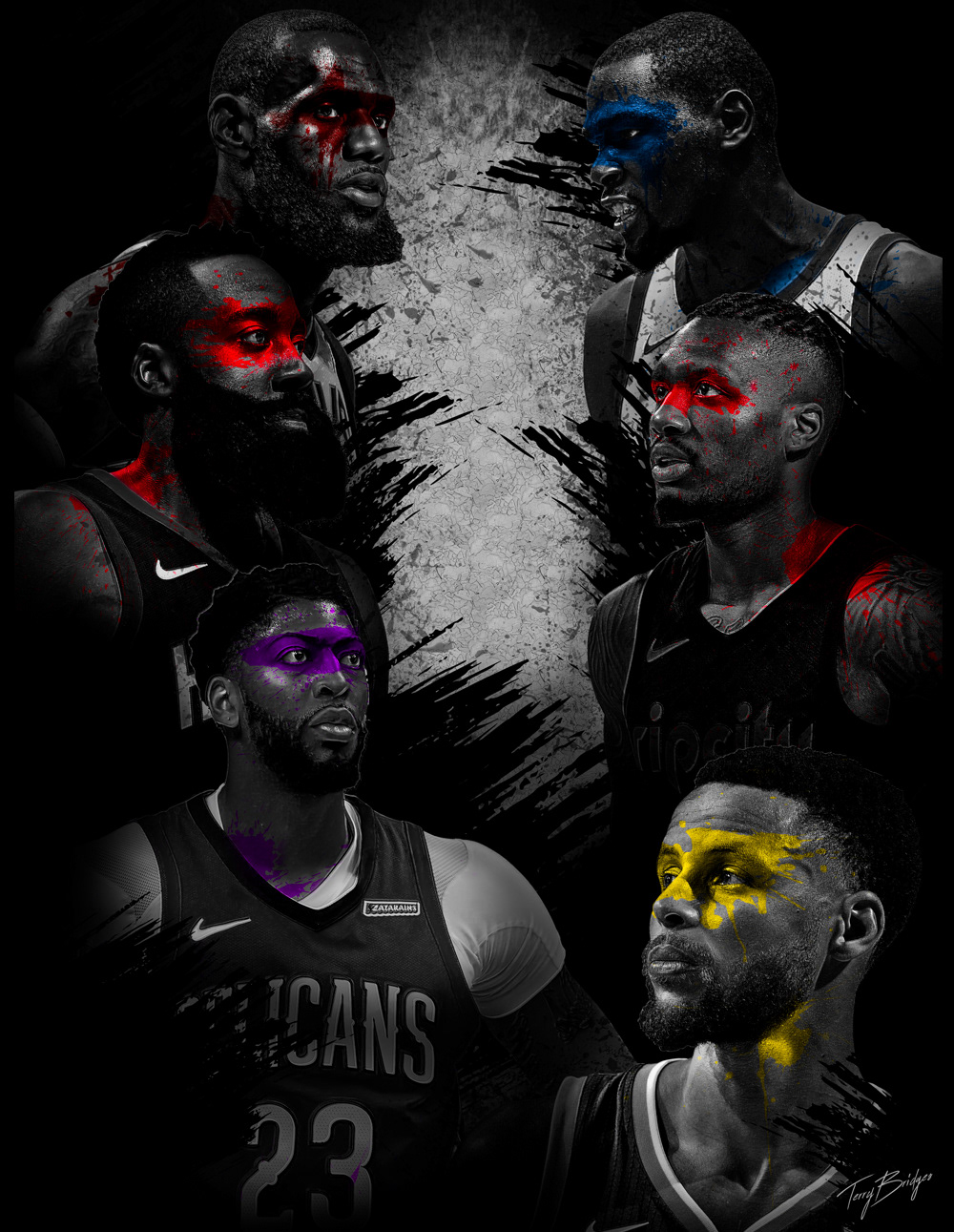 NBA basketball sports abstract grunge lebronjames kevindurant Jamesharden StephenCurry anthonydavis