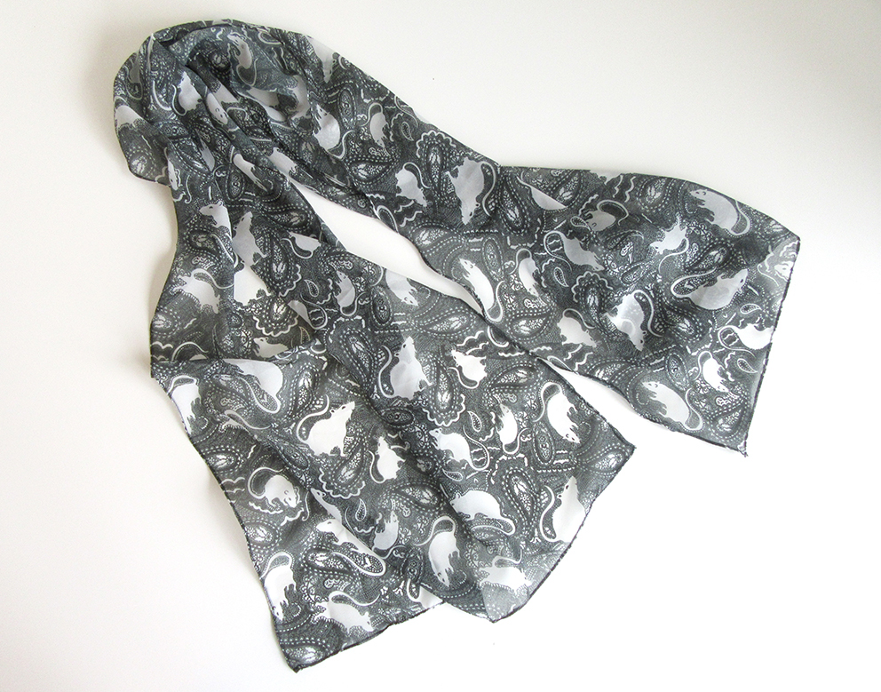 rat paisley scarf headscarf textiledesign womenswear punk Victorian handmade textile