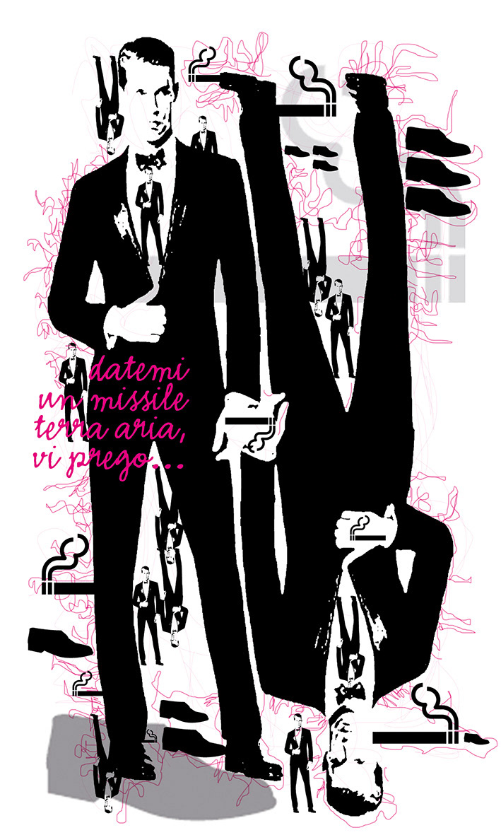Lusso Style illustrazione Francesco Mazzenga Belen Rodriguez tendenze Gennaio 2015 smoking Loredana Dell'Anno Tocchi di Charme