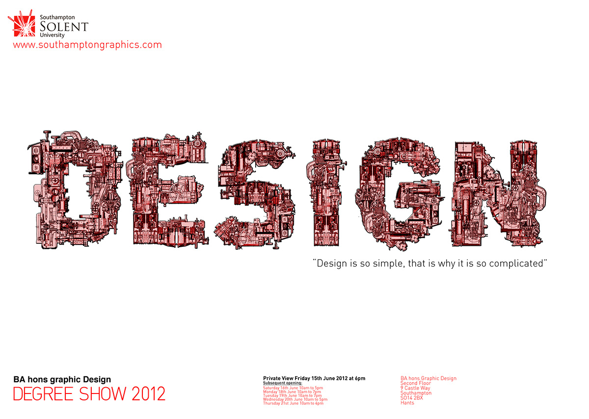 Southampton solent University degree show graphic design mekkanika Promotion poster