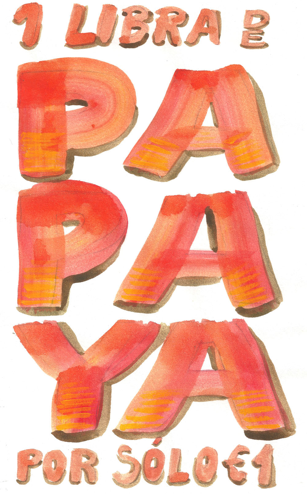 ayayay Arepa guanábana   papaya hand-lettering