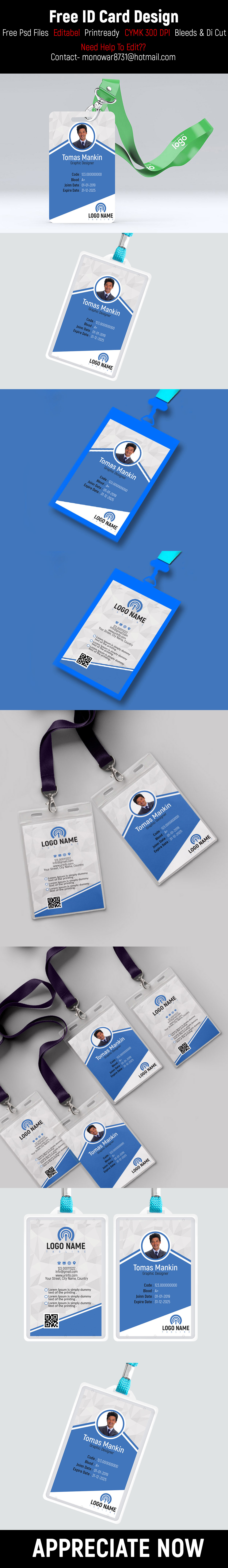 free psd ID Card Mockup company id card Mockup office card print free id card card Employee ID Card corporate id