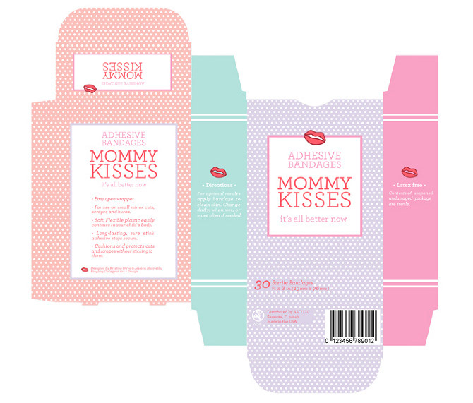 Mommy Kisses bandages aso A.S.O. Mommy Heals lips Boo Boo bandaid pattern strips mommy