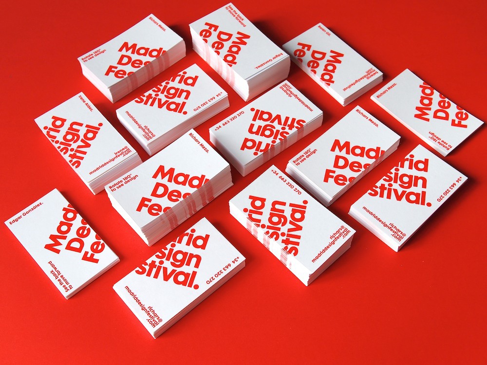 Madrid Design Festival Business Cards red graphic identity Festival de diseño madrid IS Creative Studio