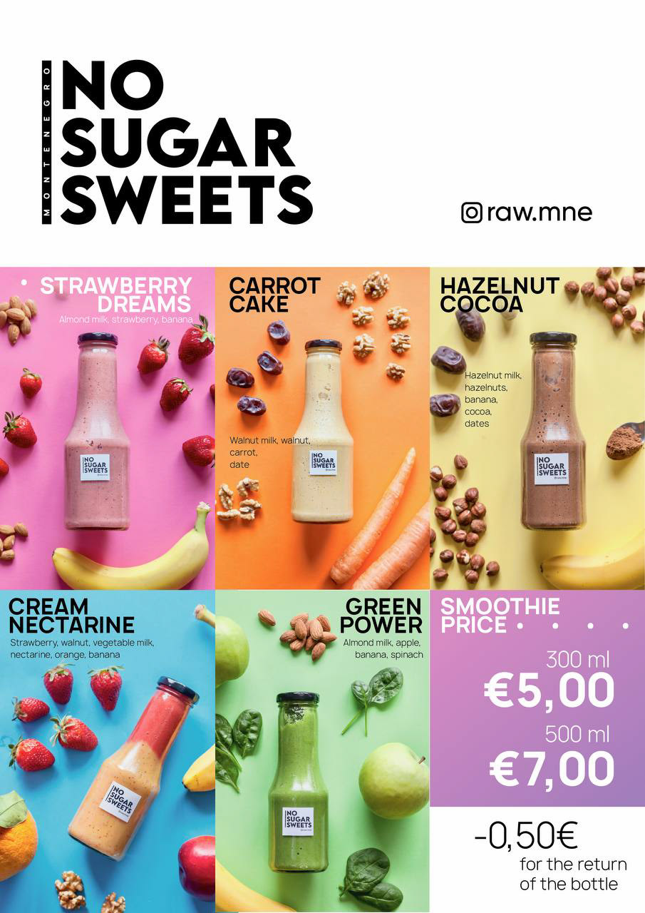 branding  raw smoothie vegan Sweets menu card restaurant
