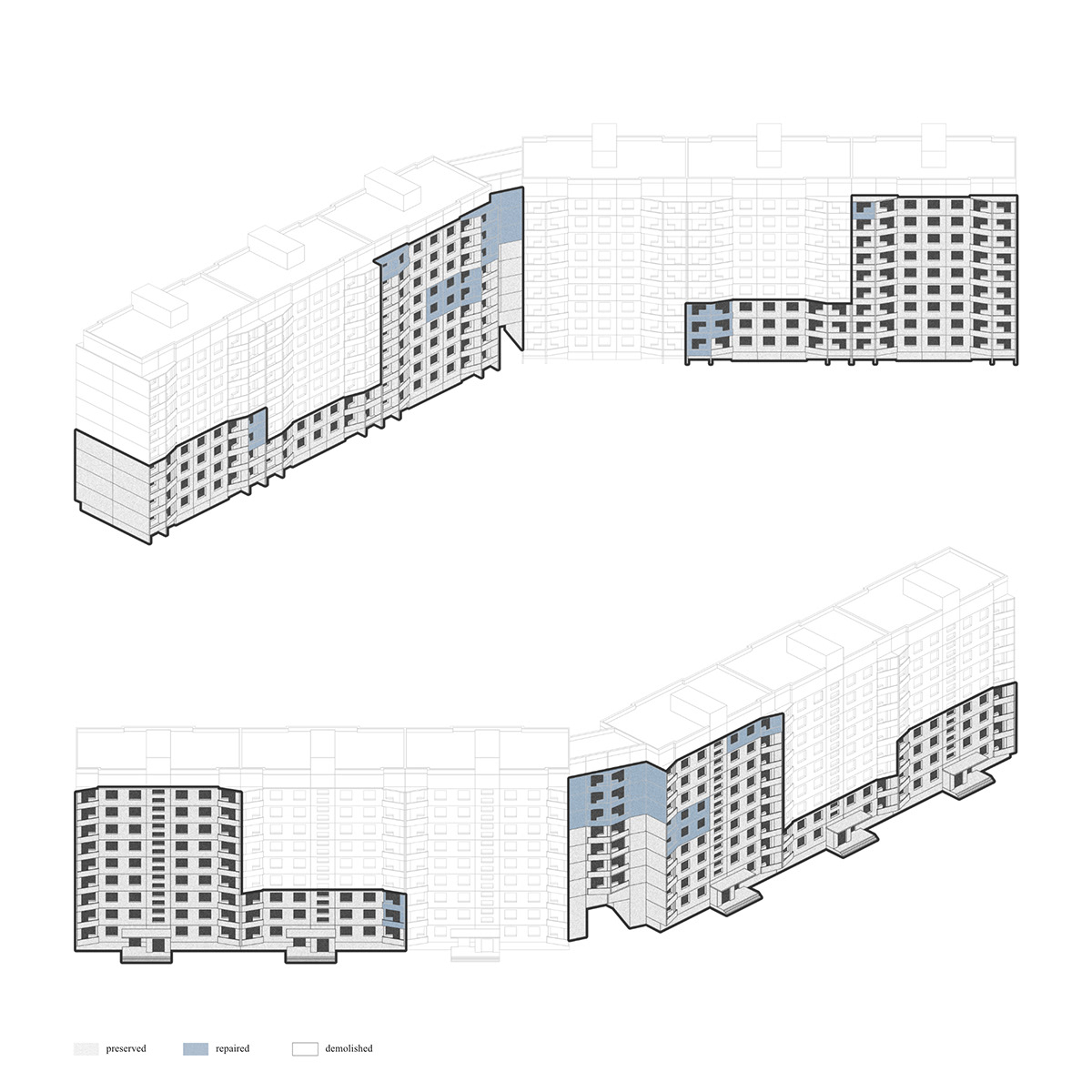 architecture housing restoration renovation architecture competition ukraine War residential Urban technical drawing