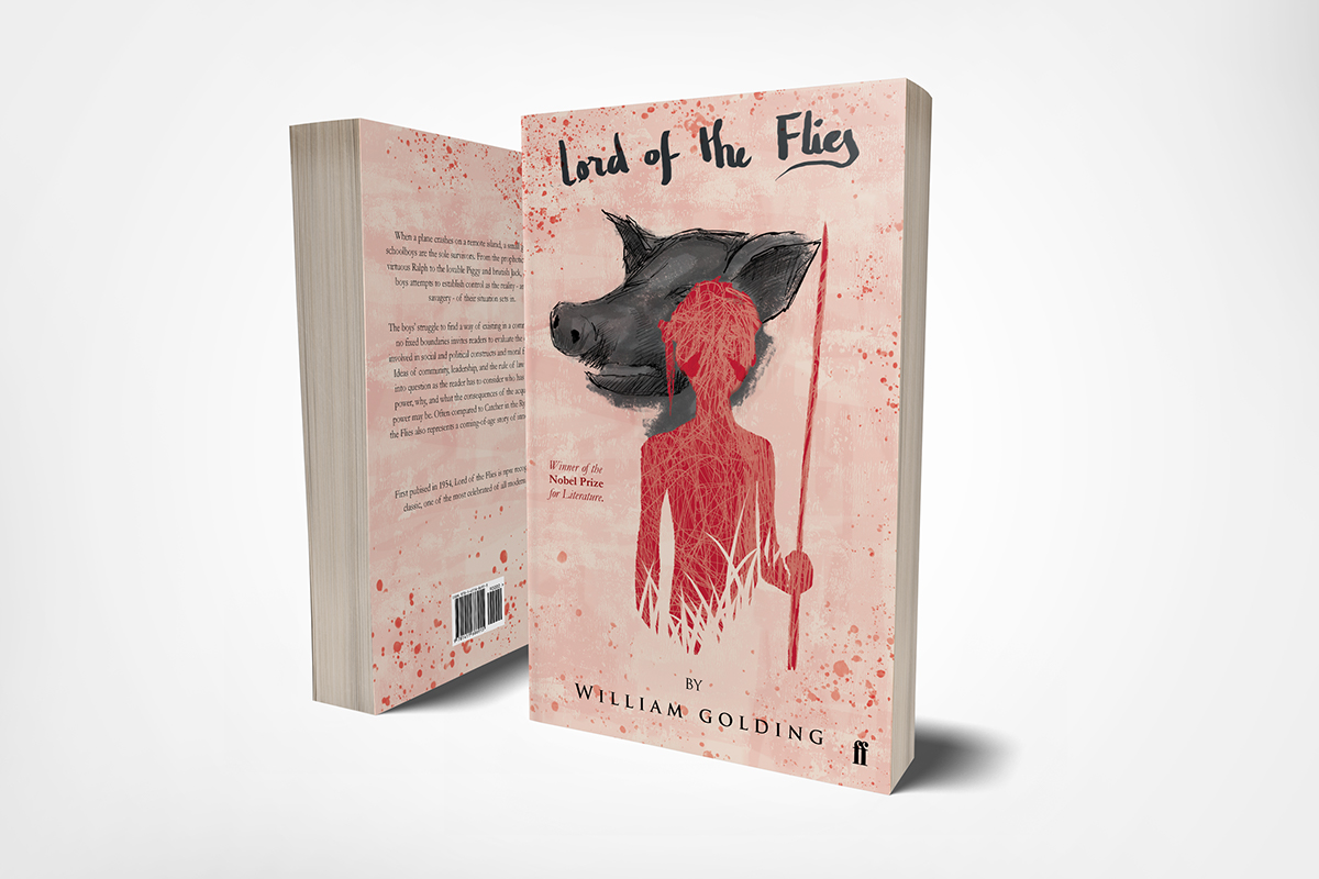 book cover redesign lorf of the Flies William Golding savage digital illustration editorial design  graphic design  book design