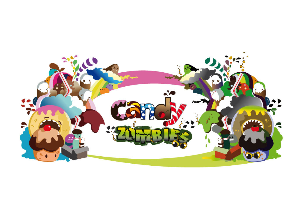 videogame logo Logotype Candy zombies game mentezero cartoon characters