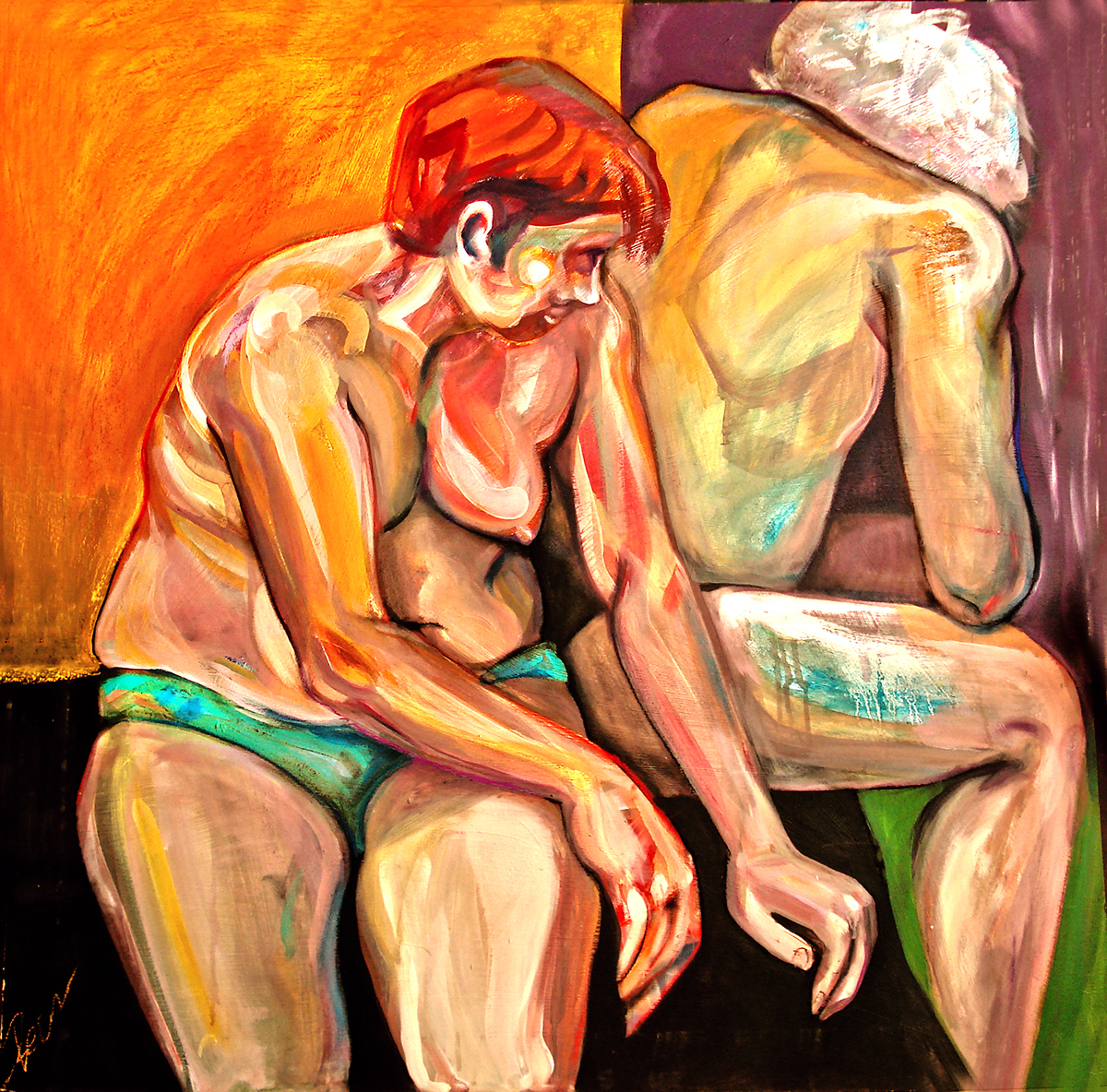 live model nude Character body colour pastel acrylic bulgarian