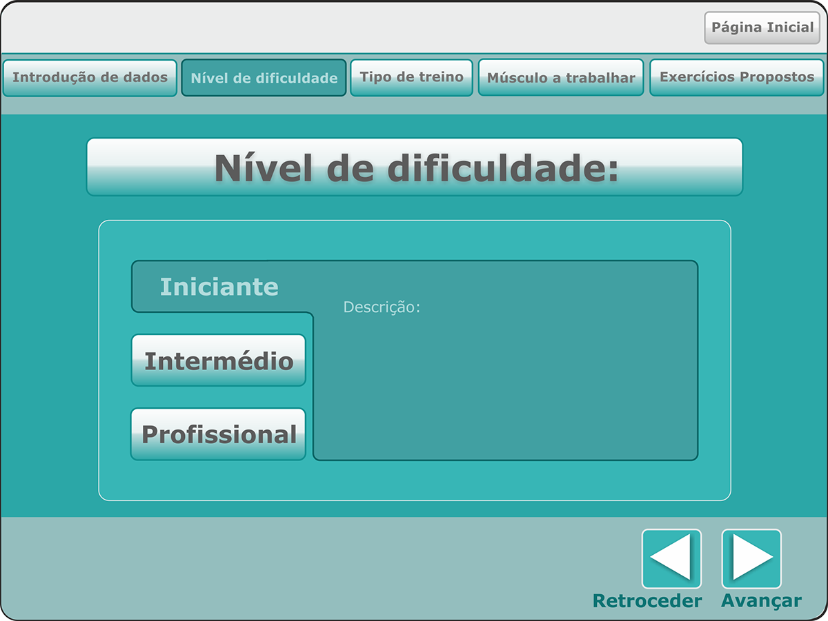 instrutorvirtual saúde fitness Interface UI UserInterface