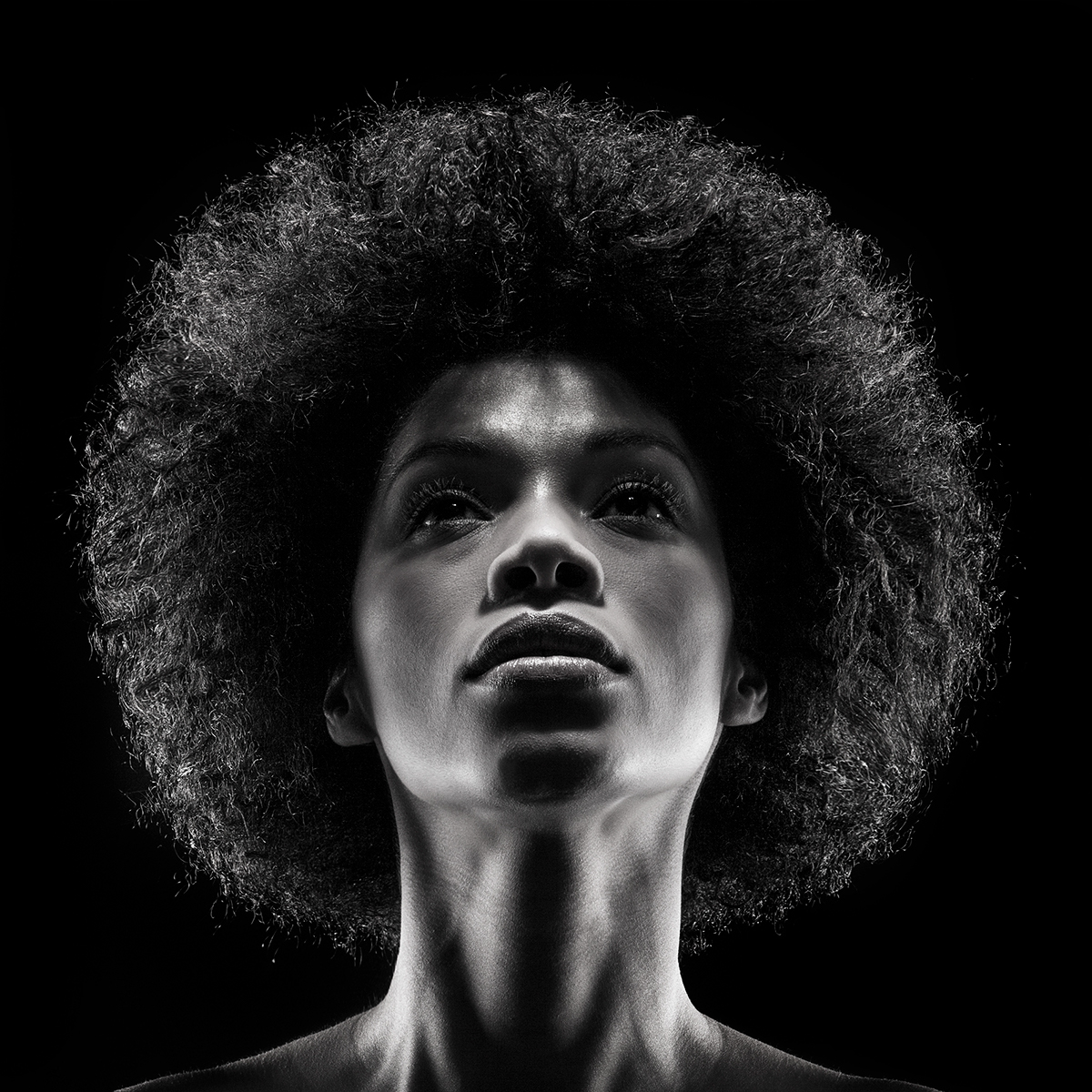 afro Shades low key portrait black black & white woman