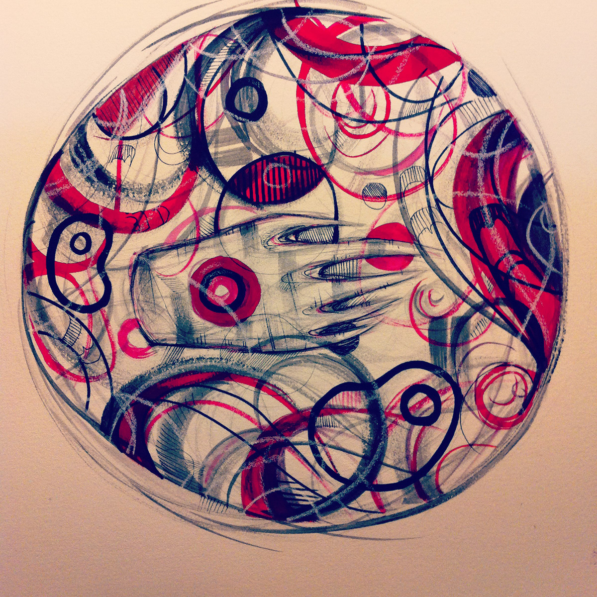 circle art artwork ink haida haidaart hand pattern graphics Printing gouache dark light Behance popular