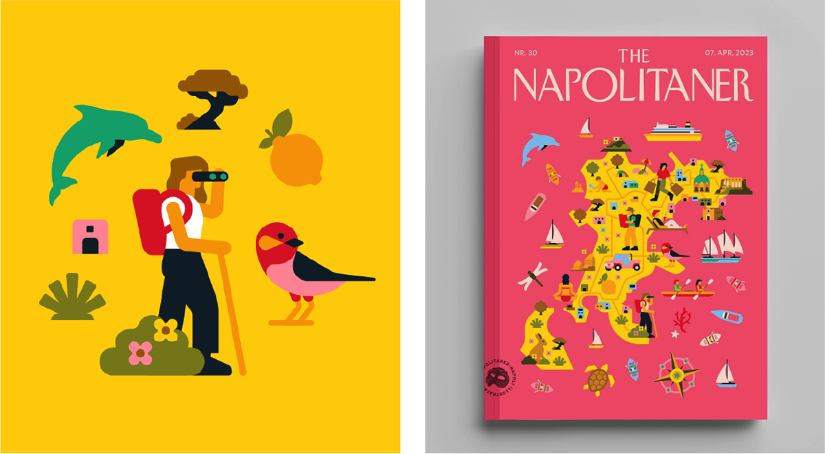 cover geometric magazine ILLUSTRATION  Naples icons maps cartography Geography vector