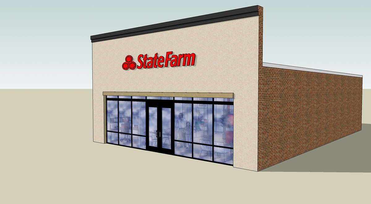 environmental graphics corporate State Farm interiors open plan Office store front strip mall sales