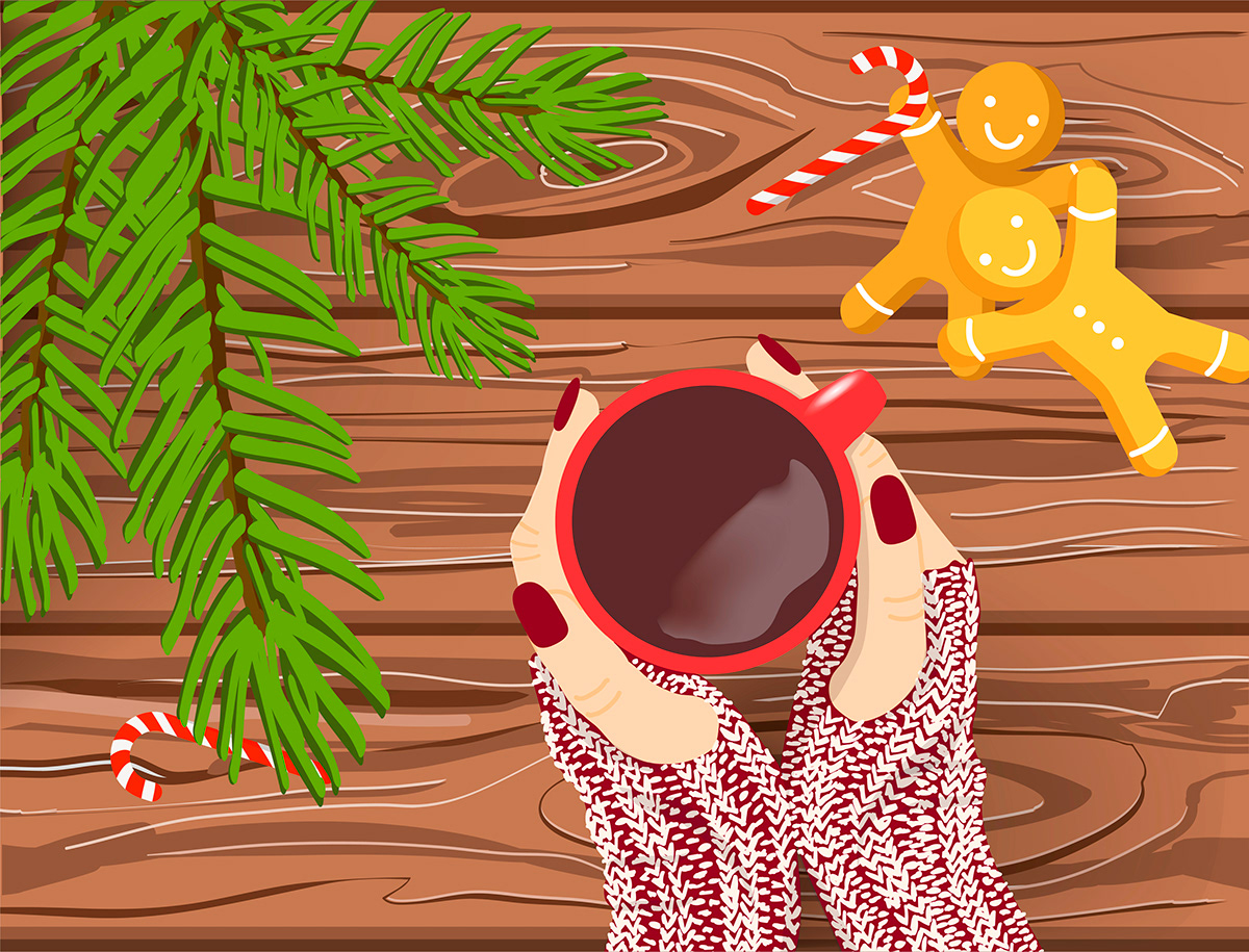 card seasons greetings Christmas cartoon set Drawing  handmade craft vector template