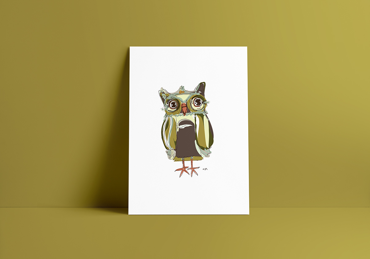 Adobe Portfolio owl fetish birds quirky Colourful  Fun Character illustrations