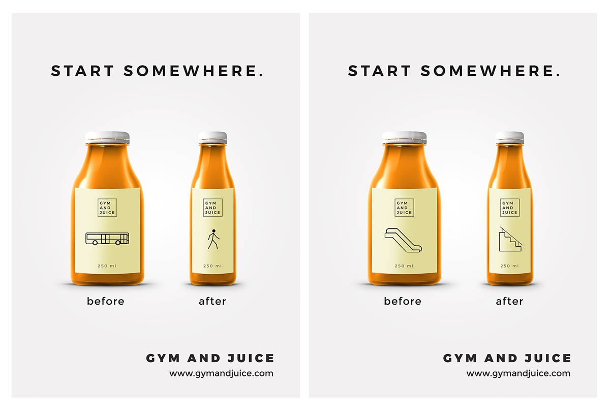 ad campaign ad Advertising  gym minimalist clean juice