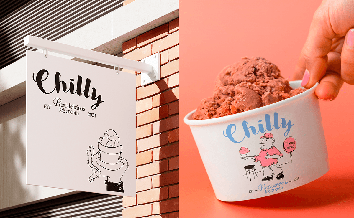 ILLUSTRATION  doodles characters brand identity Graphic Designer Brand Design visual identity brand ice cream Food 