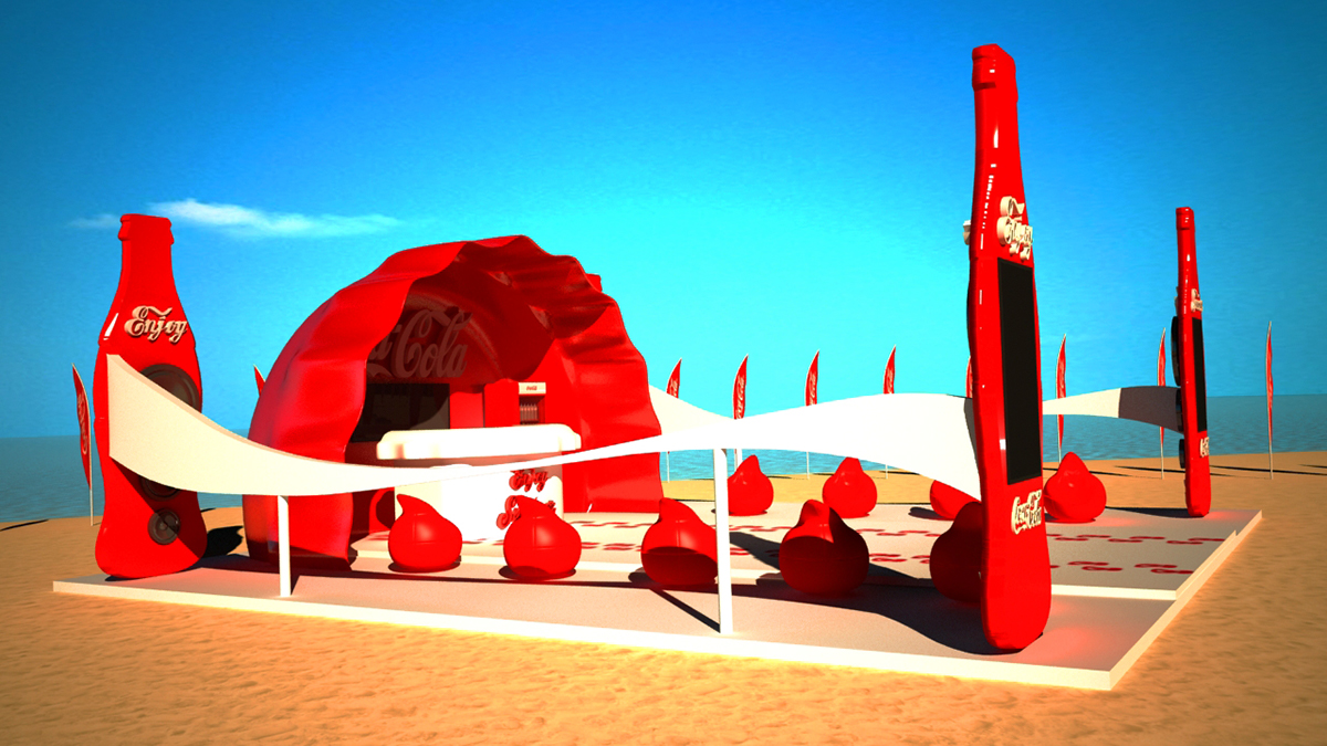 Coca Cola summer booth Exhibition  beach activation Stand Display design 3D v502x Bahaa eldin Mohamed new coca cola