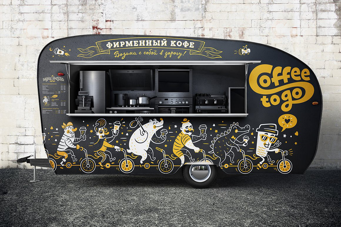 foodtruck Van Truck Mockup streetfood Food  design container car trailer