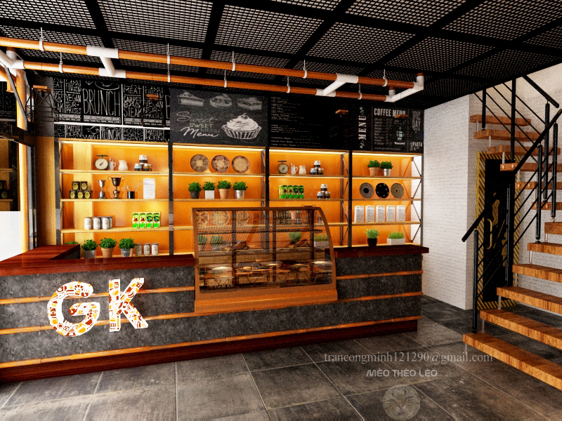 3dmax vẽ AutoCAD interior design  industrial coffee industrial