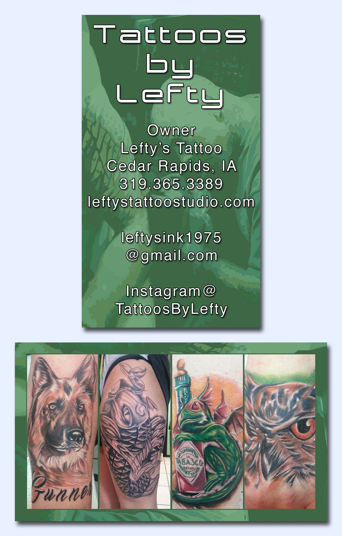 business card tattoo artist filters